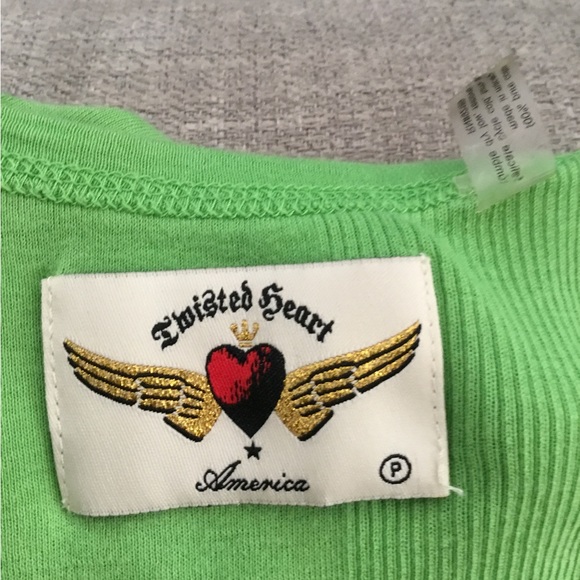 Twisted Heart Green Tank Top Sequins Heart Size SP. $25 - Picture 6 of 10